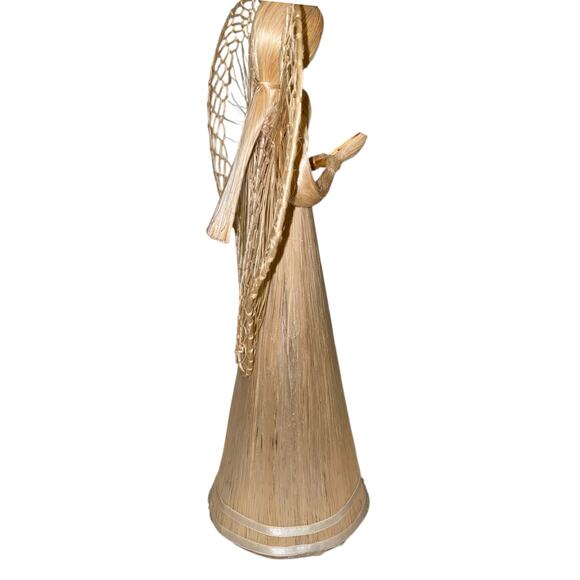Vintage 12" Tall Corn Husk Praying Winged Angel Christmas Table Decor - Picture 4 of 13